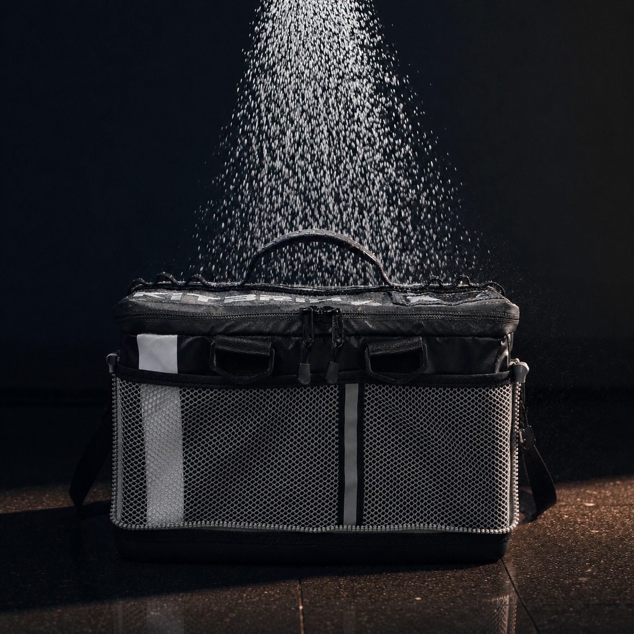 Striker bag being hosed clean